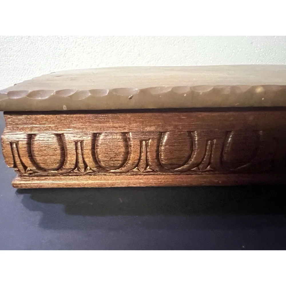 Vintage 1970s Dante Carpenter's Jewelry Trinket Box Mahogany Chip stone (1727)‎